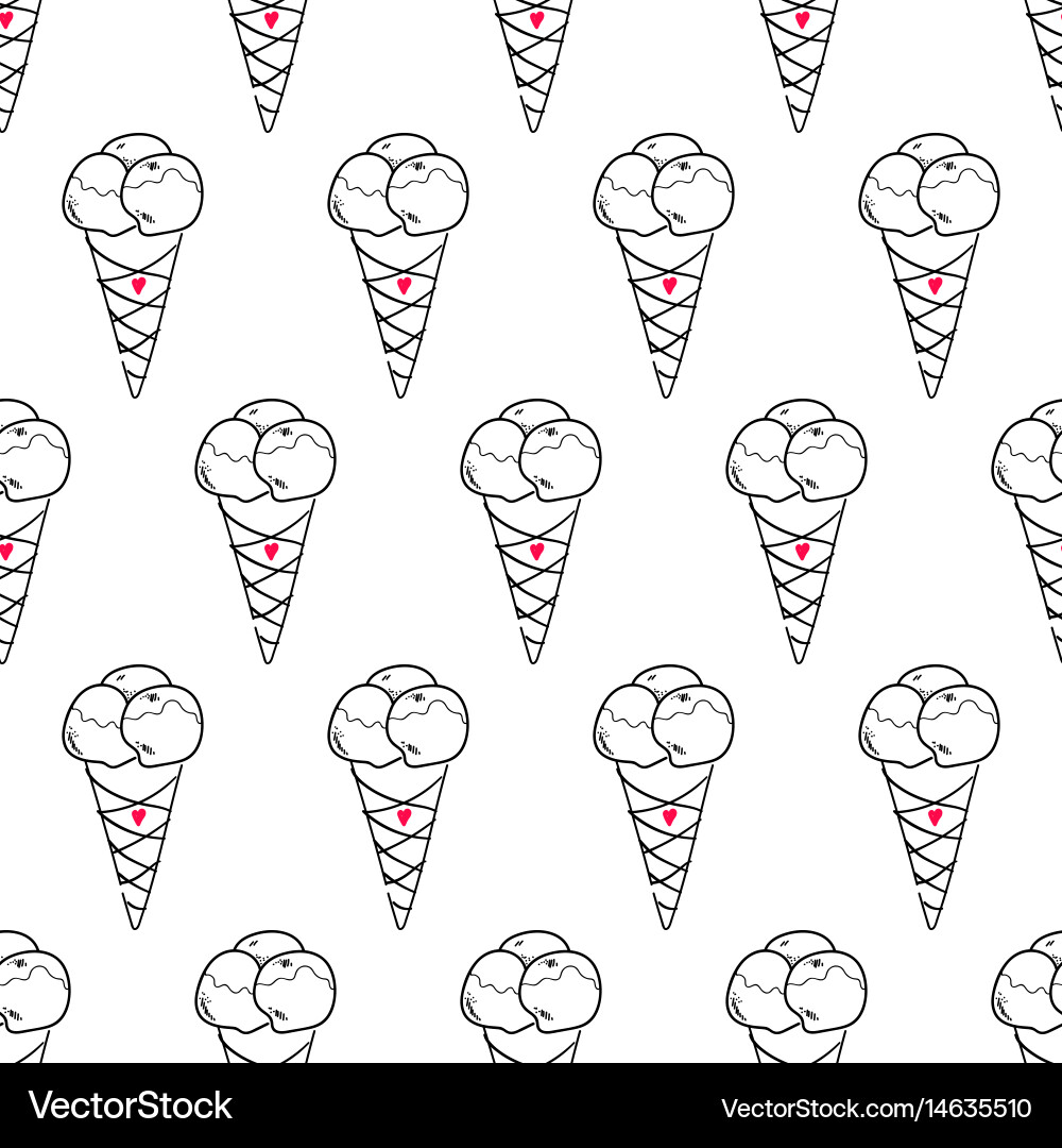 Ice cream easy pattern linear-15 Vector Image