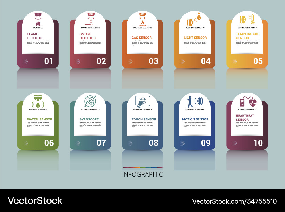 Infographic sensor template icons in different Infographic sensor template icons in different Vector Image