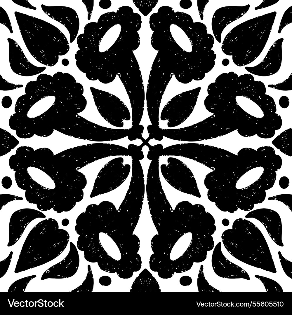 Intricate black pattern with symmetrical Vector Image