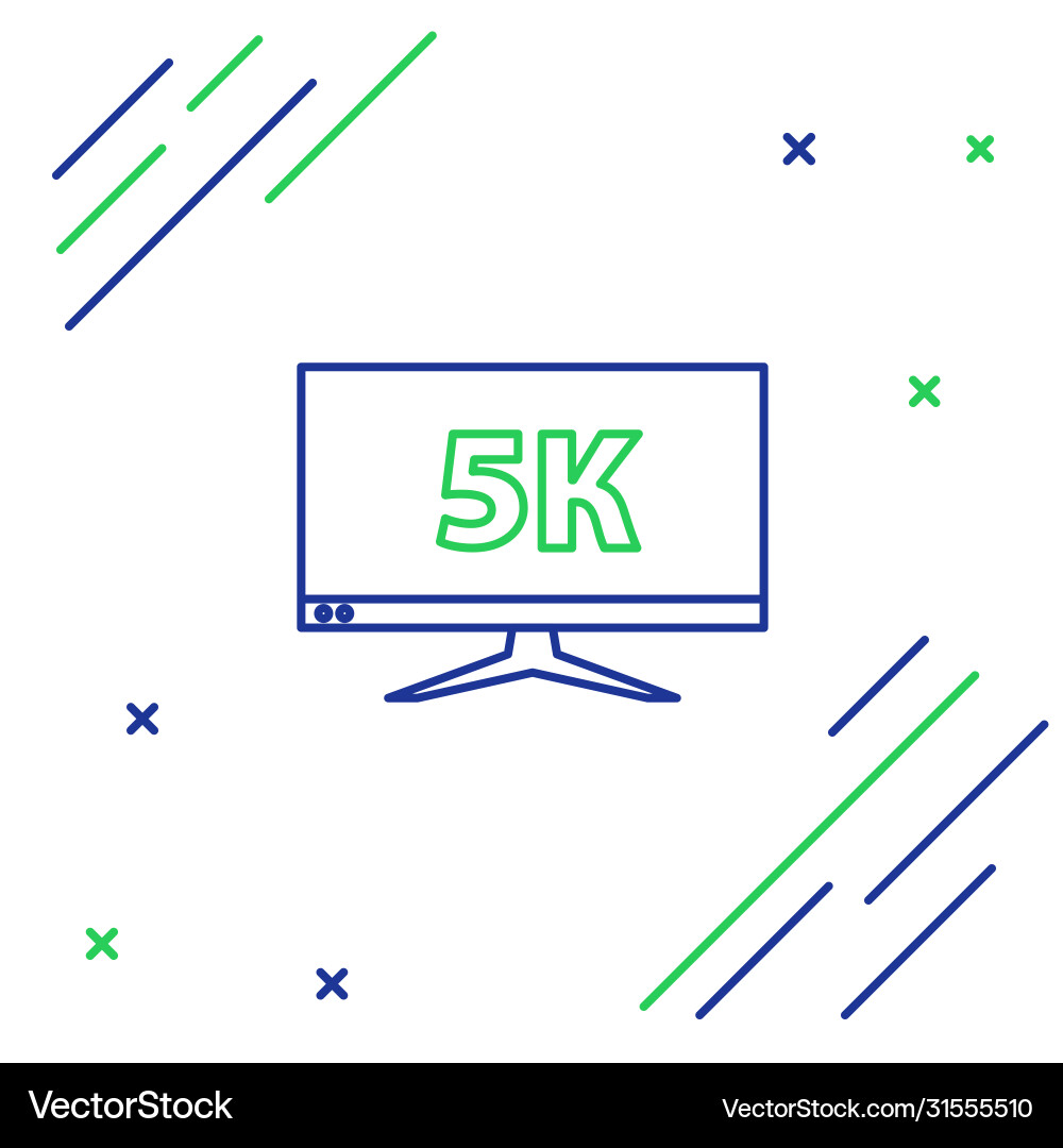 Line computer pc monitor display with 5k video Vector Image