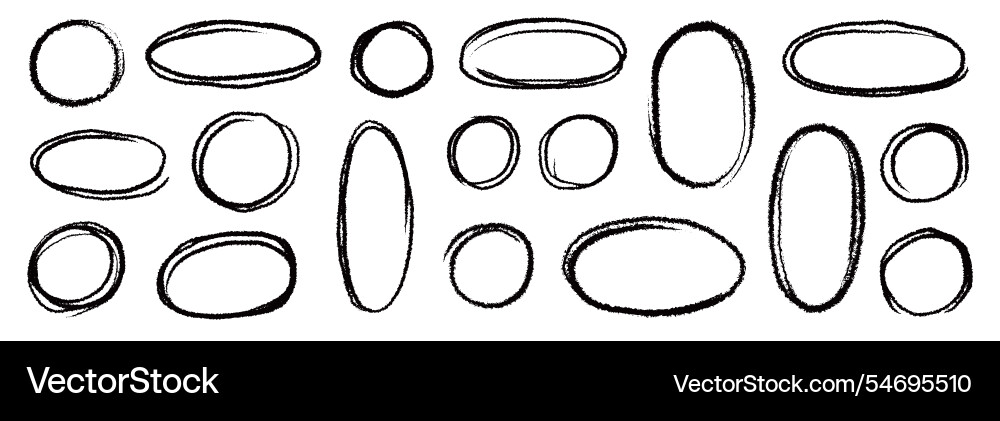 Marker brush scribble line oval frame shape vector image