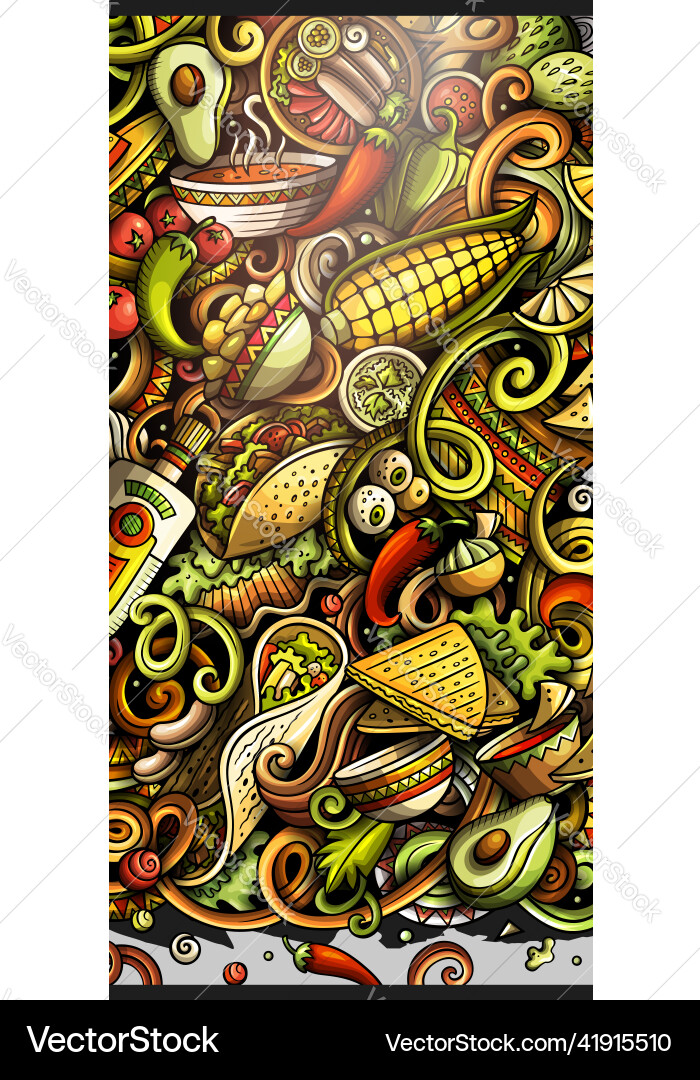 Mexican food hand drawn doodle banner cartoon vector image