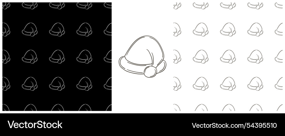 New year set monochrome pattern in hand draw style vector image