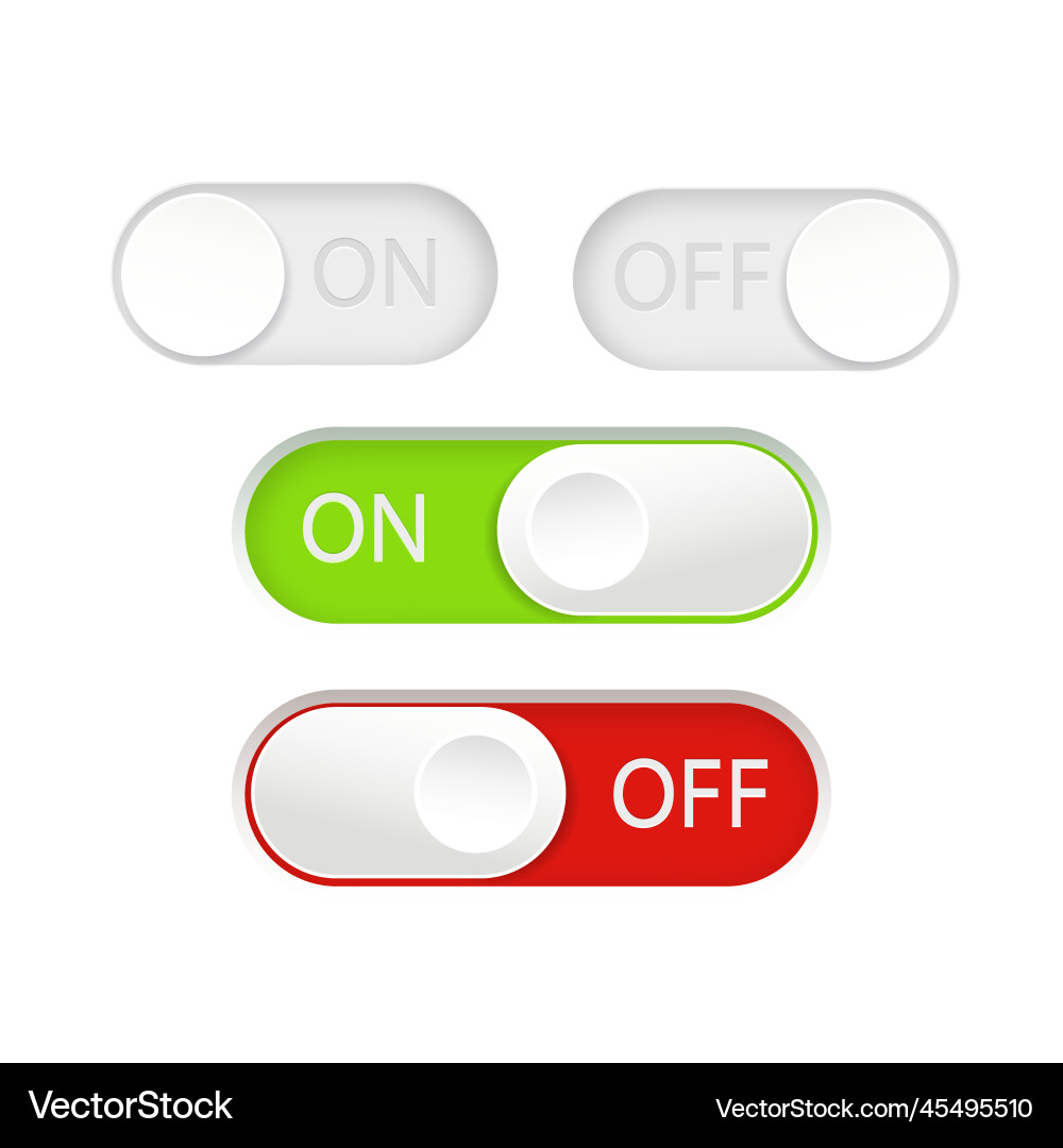 On and off toggle switch buttons material design Vector Image