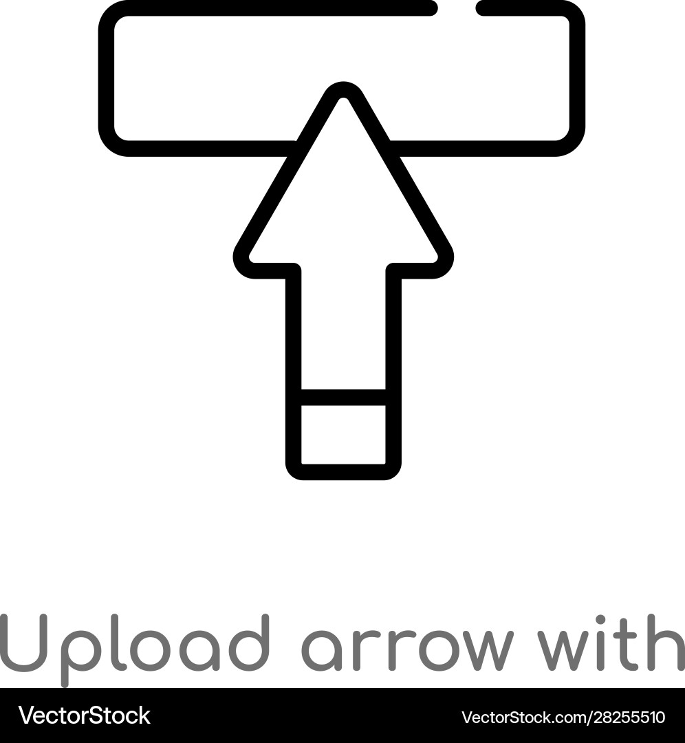 Outline upload arrow with bar icon isolated black Vector Image