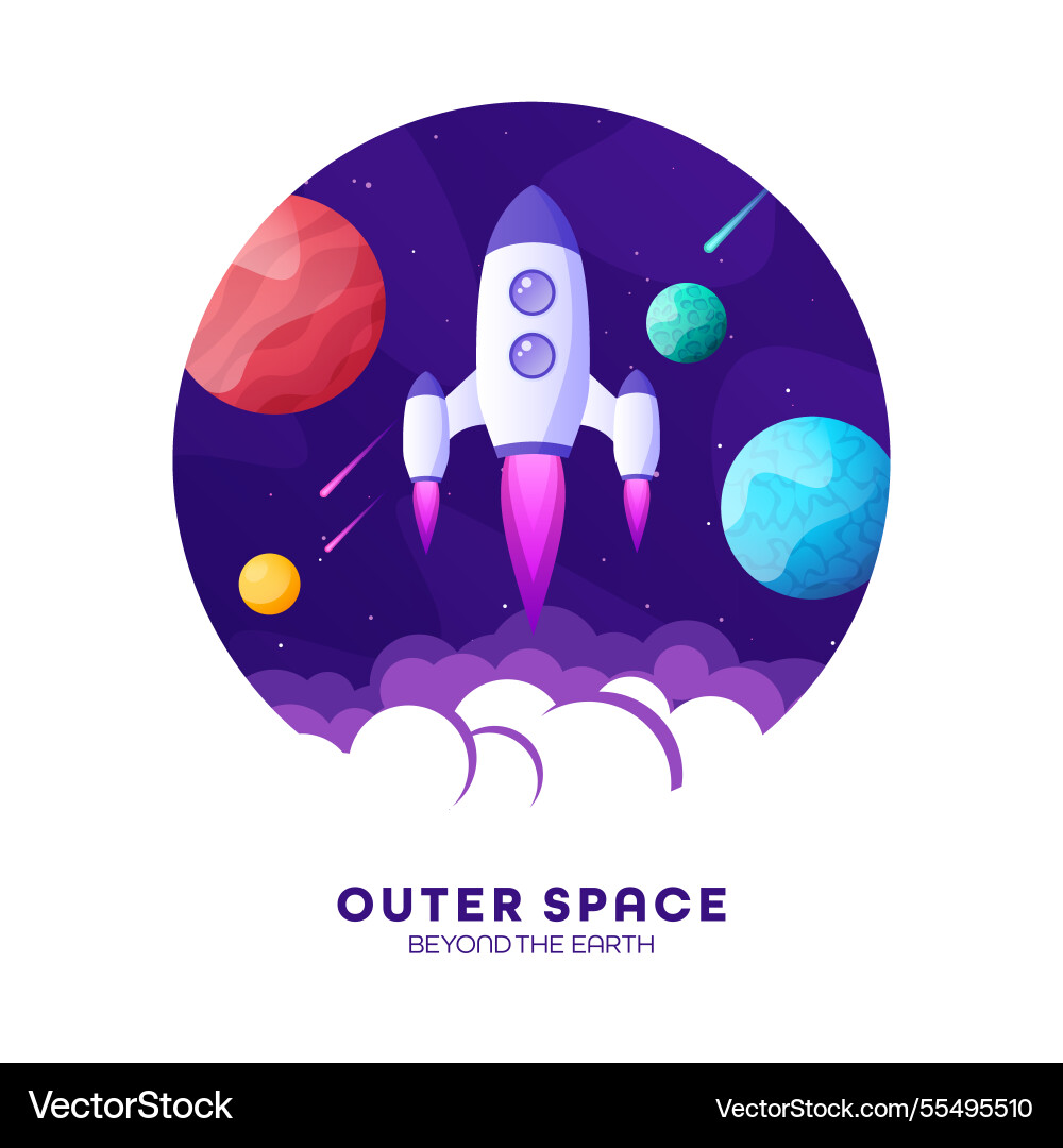 Rocket launch space futuristic colorful Rocket launch space futuristic colorful Vector Image