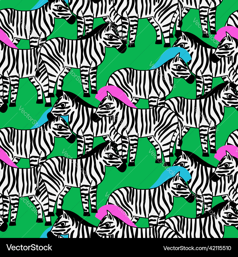 Seamless pattern with fun zebra Vector Image
