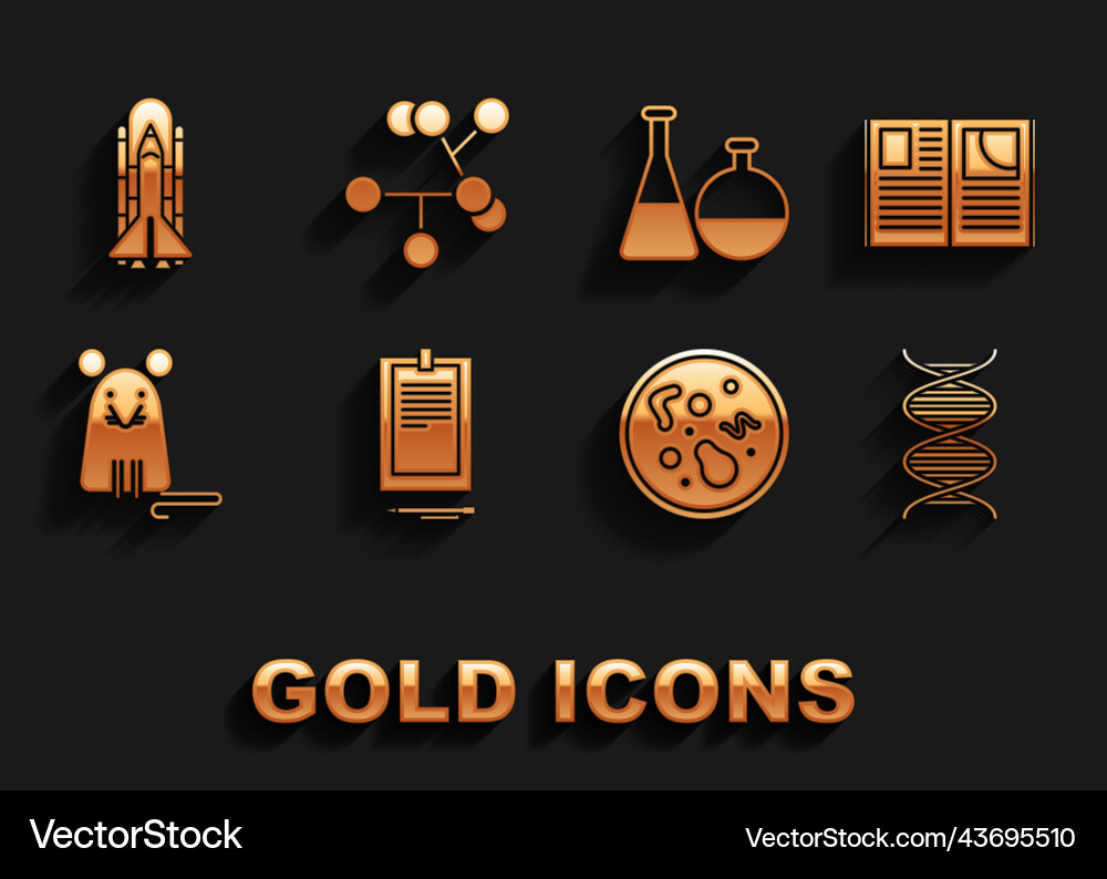 Set clipboard with document open book dna symbol Set clipboard with document open book dna symbol Vector Image