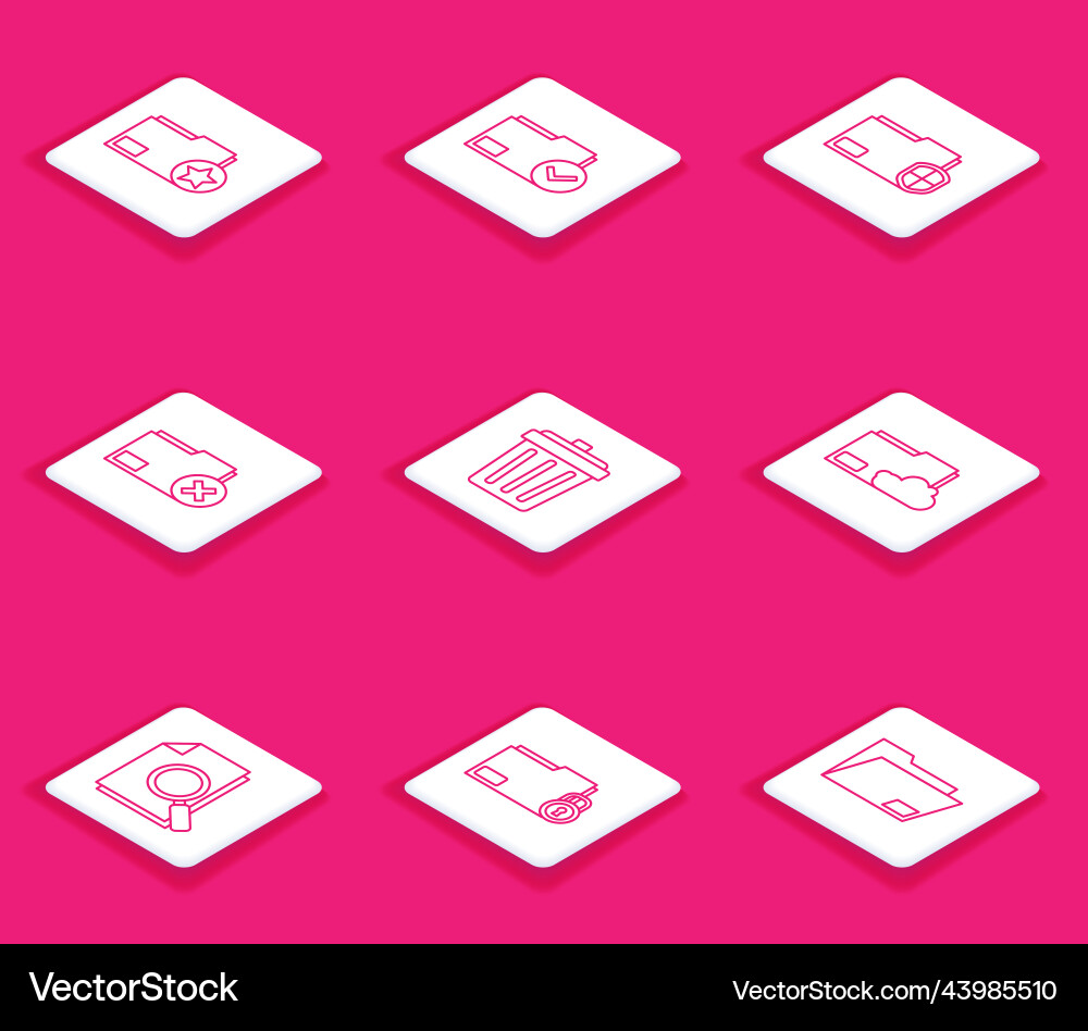 Set line document folder with star and check mark Set line document folder with star and check mark Vector Image
