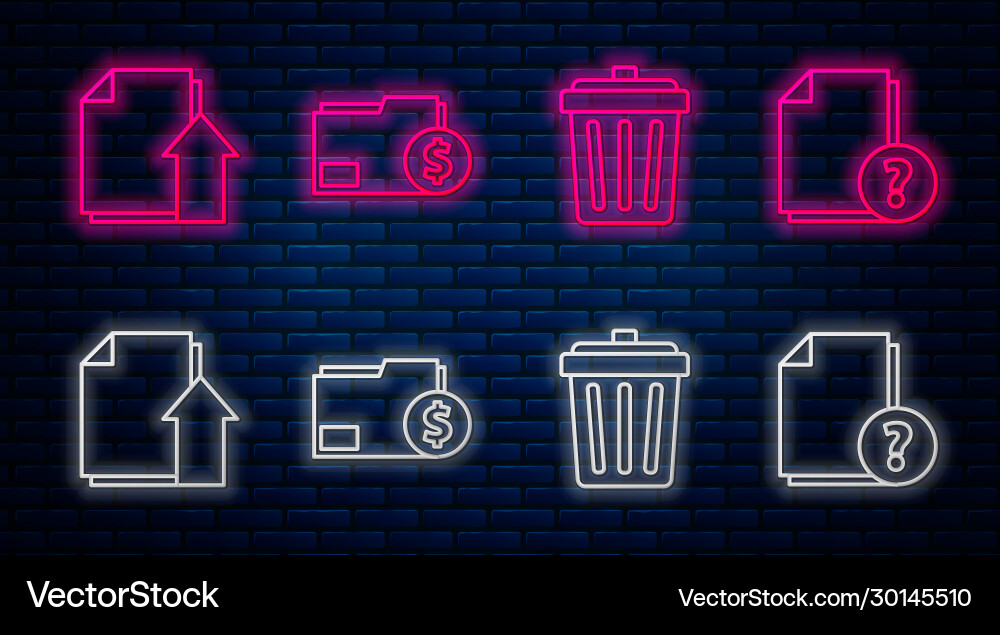 Set line finance document folder trash can Vector Image