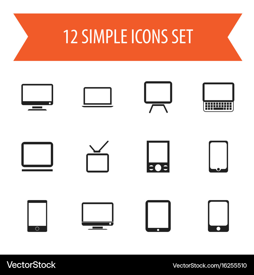 Set of 12 editable gadget icons includes symbols Vector Image
