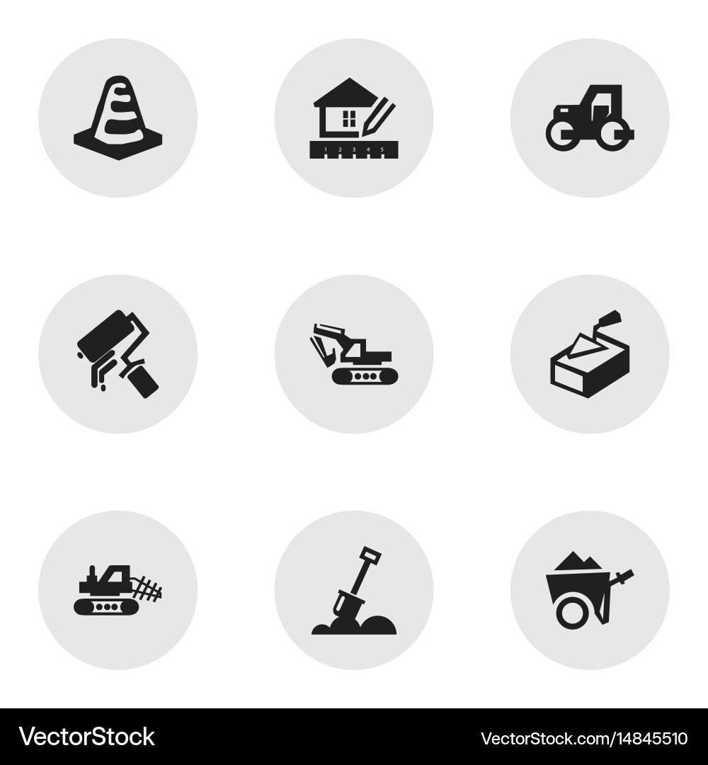 Set of 9 editable building icons includes symbols vector image