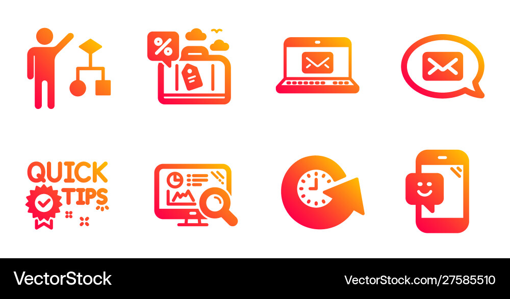 Travel loan algorithm and seo analytics icons set Travel loan algorithm and seo analytics icons set Vector Image