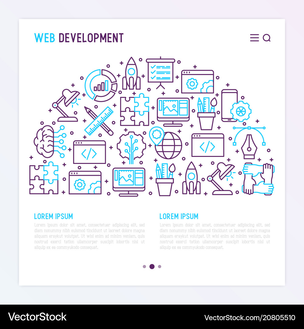 Web development concept in half circle Vector Image