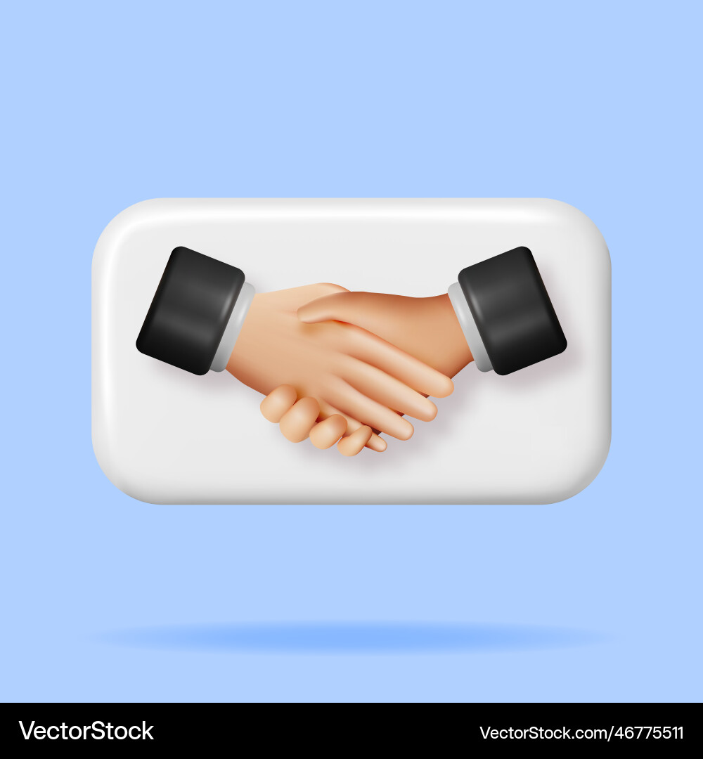 3d handshake gesture button isolated Vector Image