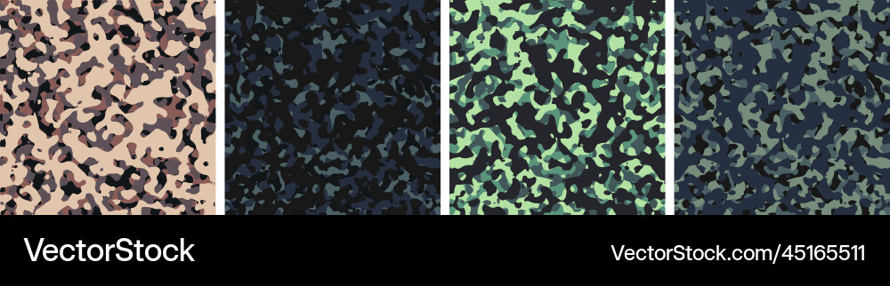 4 camouflage background set pattern design 4 camouflage background set pattern design Vector Image