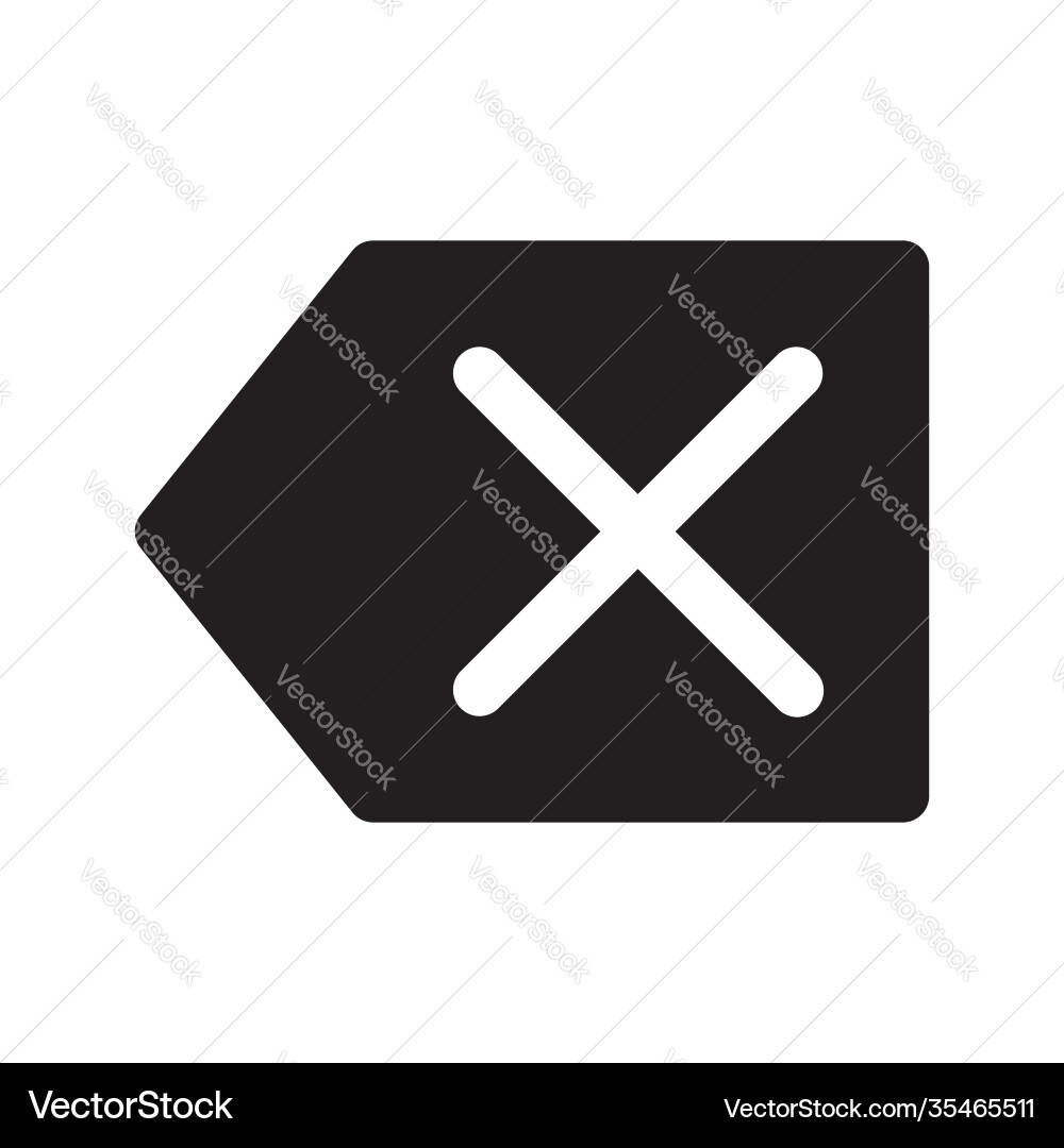 Backspace arrow icon left with cross Backspace arrow icon left with cross Vector Image