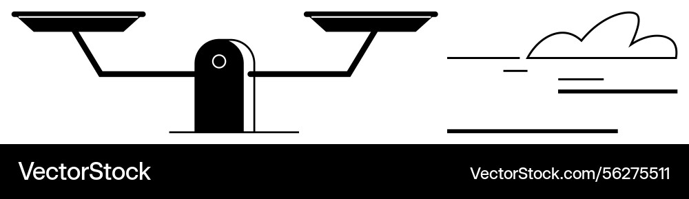 Balanced scales with minimal cloud design Vector Image