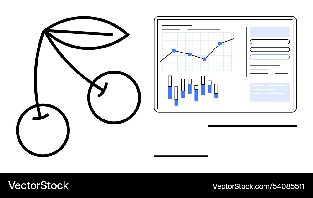Cherry next to a data analytics dashboard Vector Image