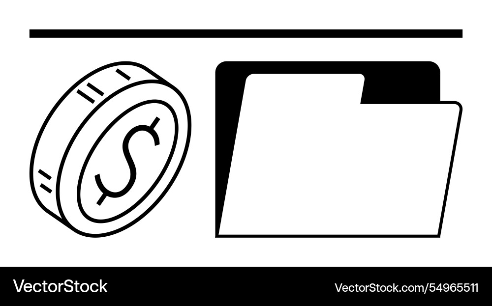 Coin and folder representing financial data Coin and folder representing financial data vector image