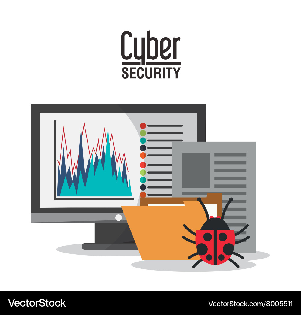 Cyber security with computer design Vector Image