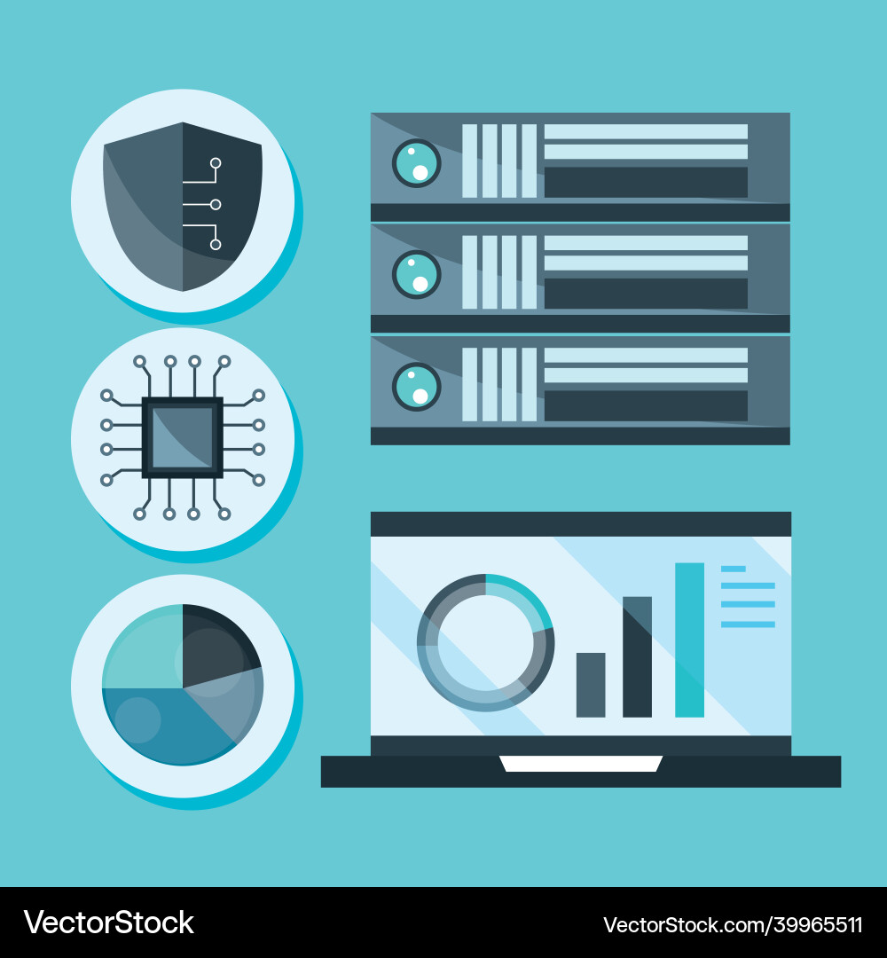 Database technology icons Vector Image