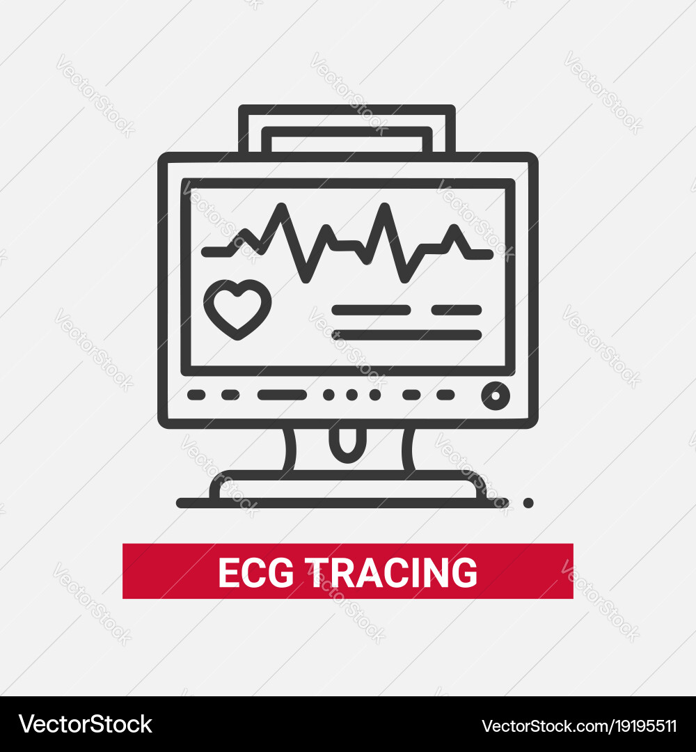 Ecg tracing - line design single isolated icon vector image