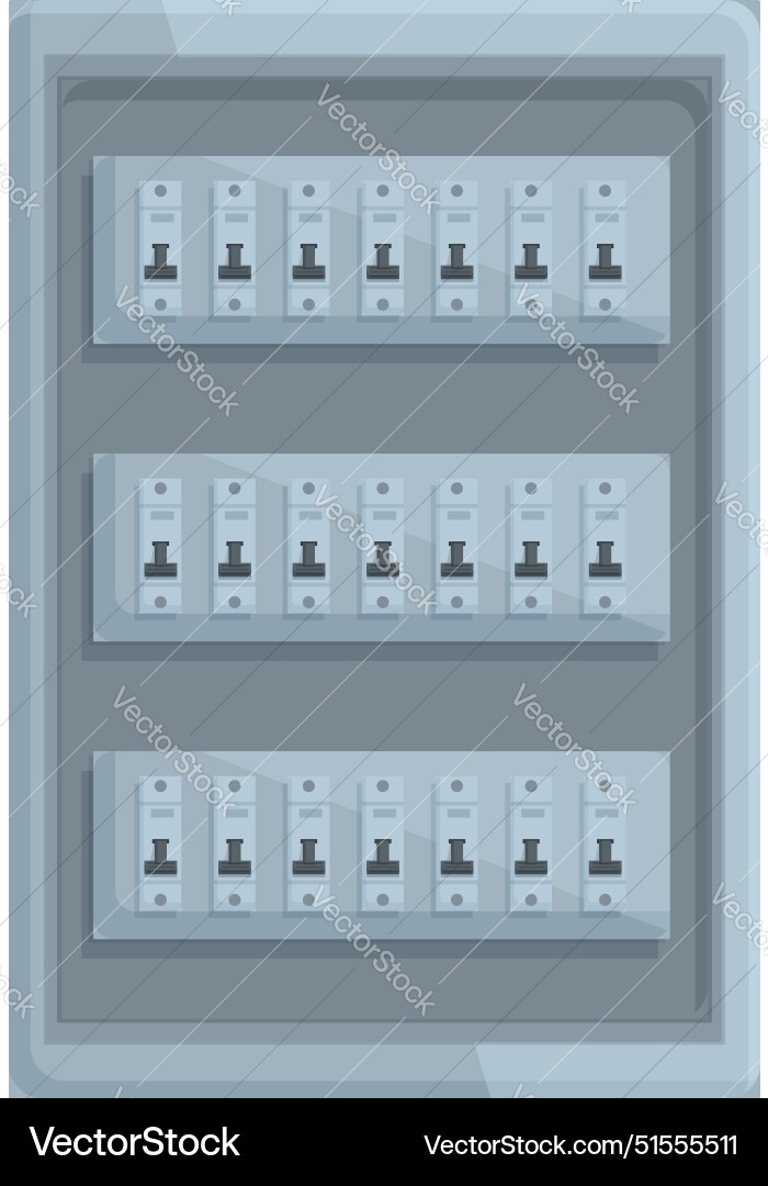 Electrical panel with multiple circuit breakers Vector Image