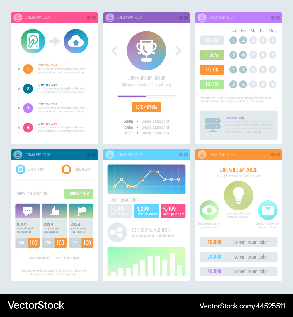 Flat mobile ui design Flat mobile ui design Vector Image