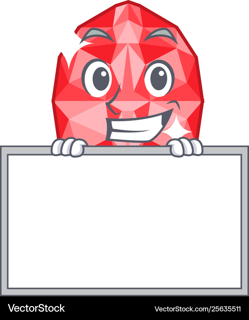 Grinning with board ruby gems in a cartoon box Vector Image