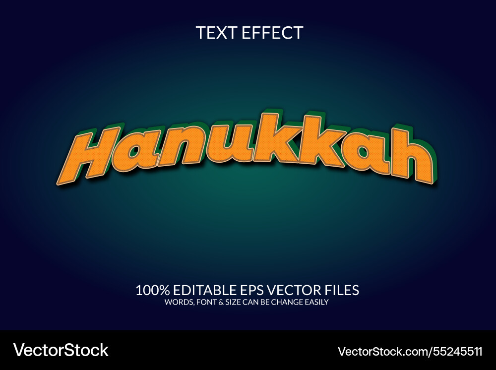 Hanukkah eps 3d text effect Vector Image