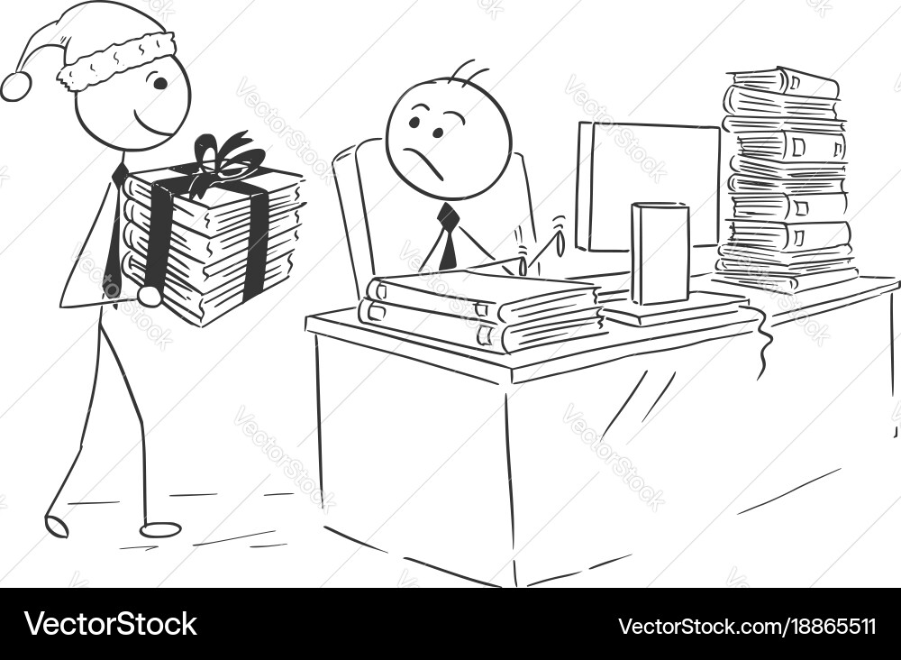 Man working on computer more work as christmas vector image