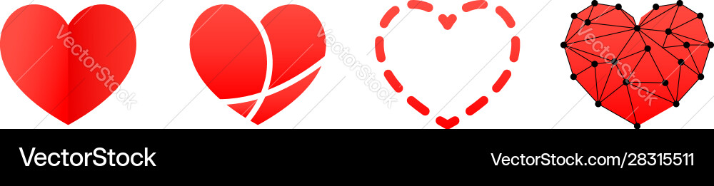 Modern minimal red heart shape set icons isolated Modern minimal red heart shape set icons isolated Vector Image