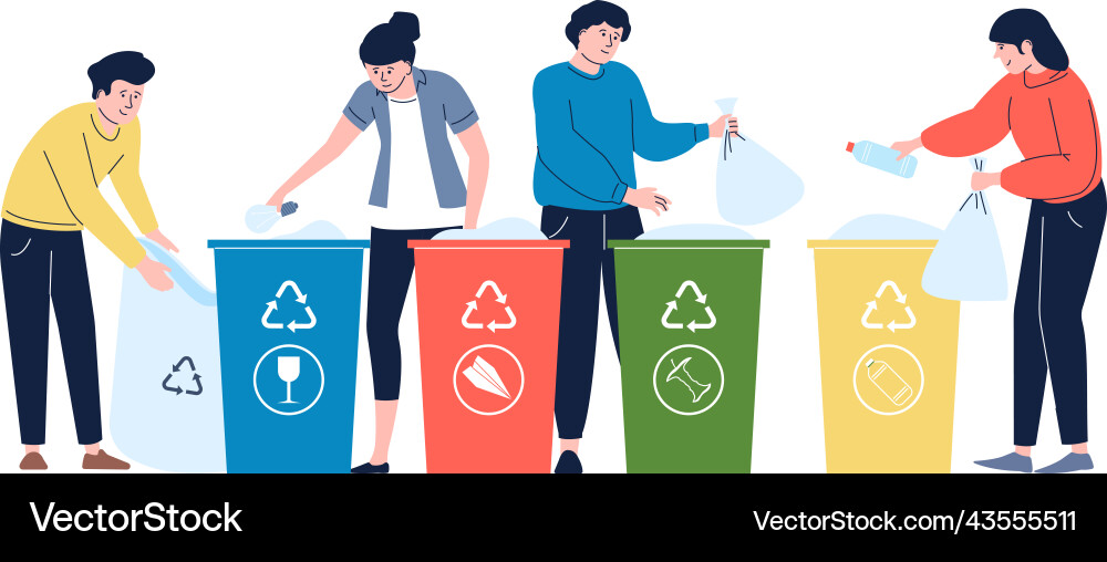 Person sorting garbage for recycle management Vector Image