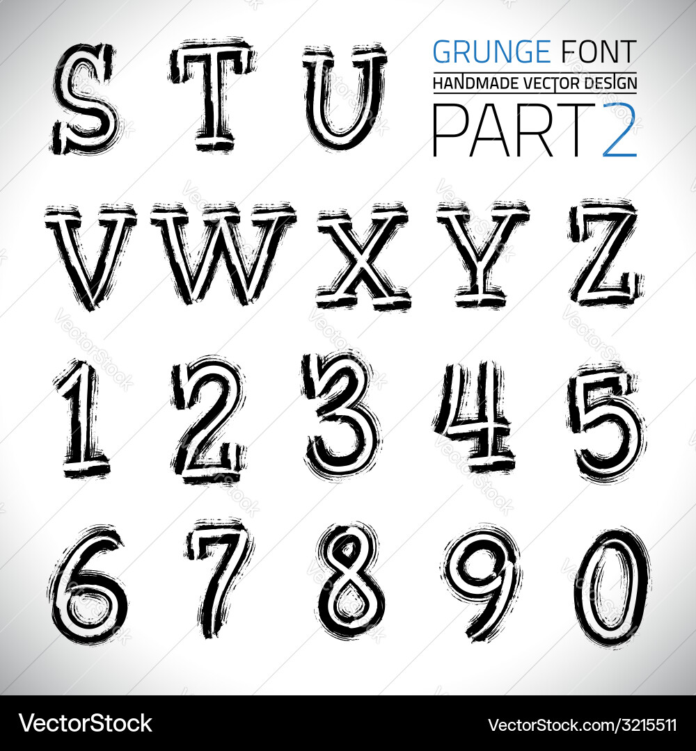 Rough Grunge Font Collection vector image