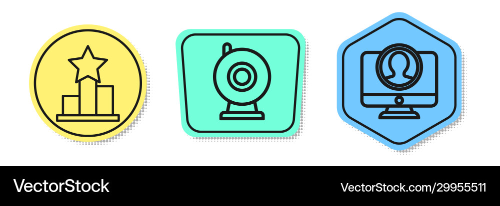 Set line star web camera and create account Set line star web camera and create account Vector Image