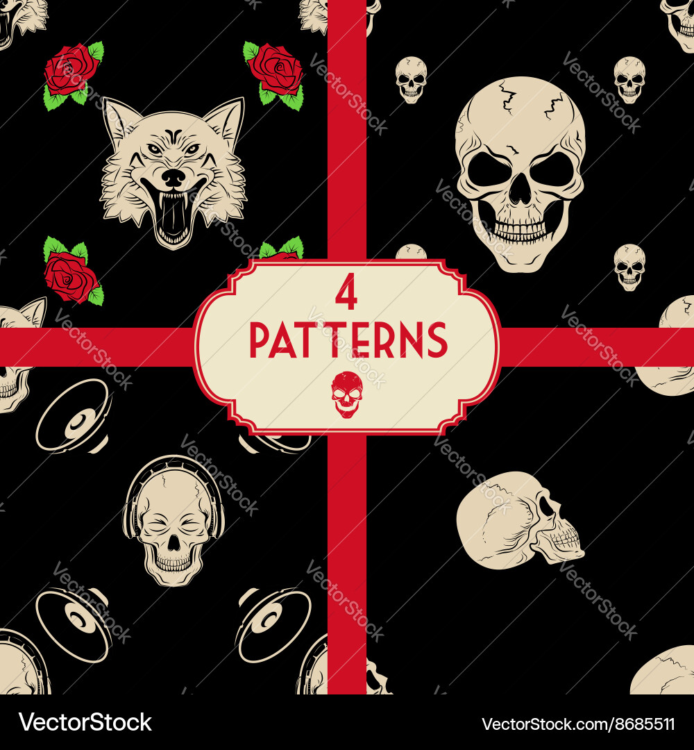 Skulls patterns set Vector Image