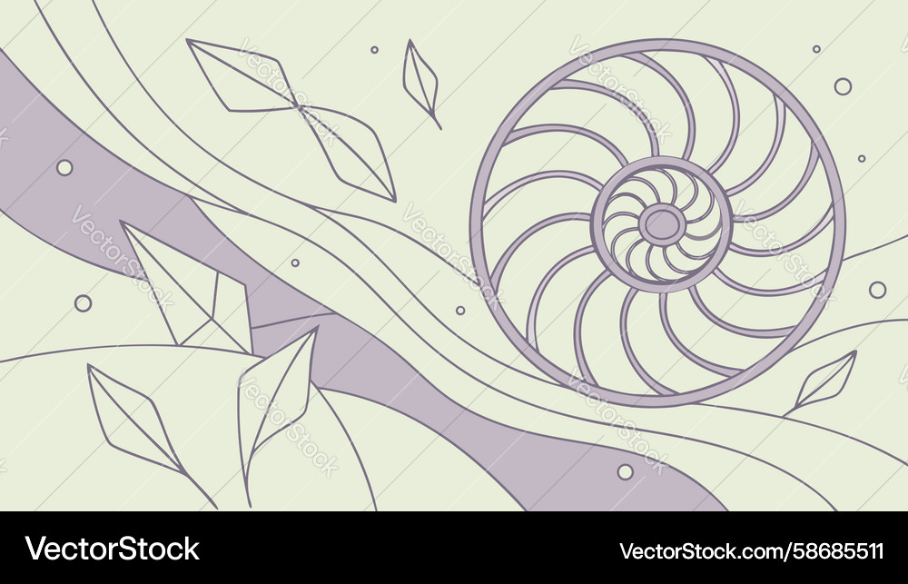 Stylized nautilus shell with botanical elements Vector Image