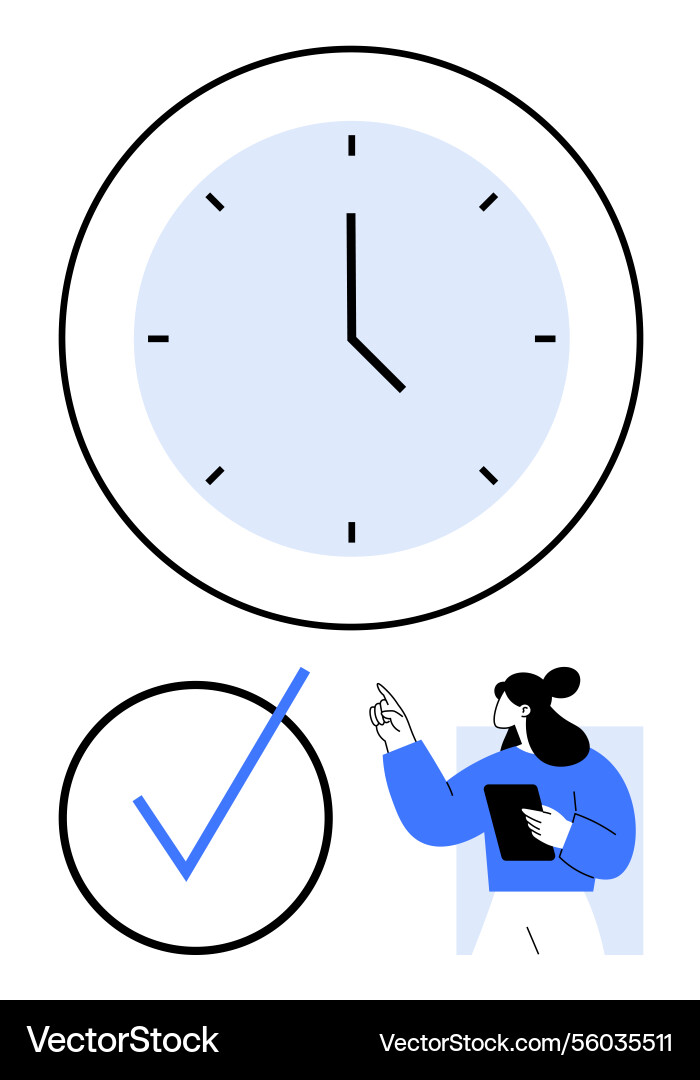 Time management concept with clock checklist Vector Image