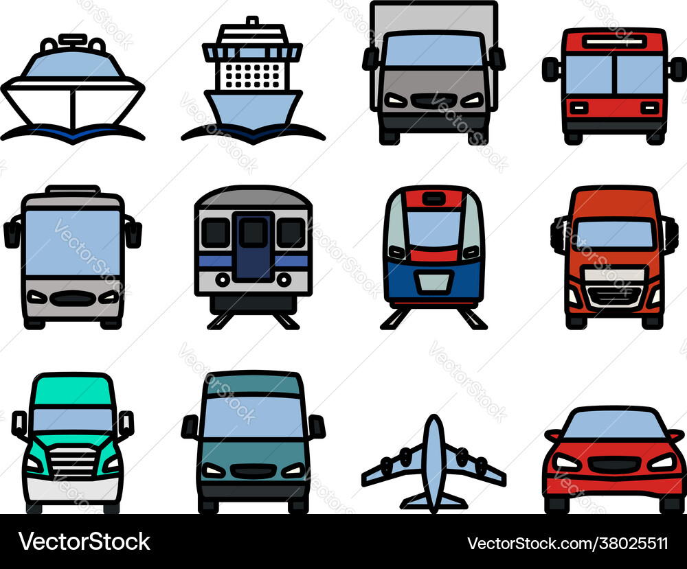 Transport icon set vector image