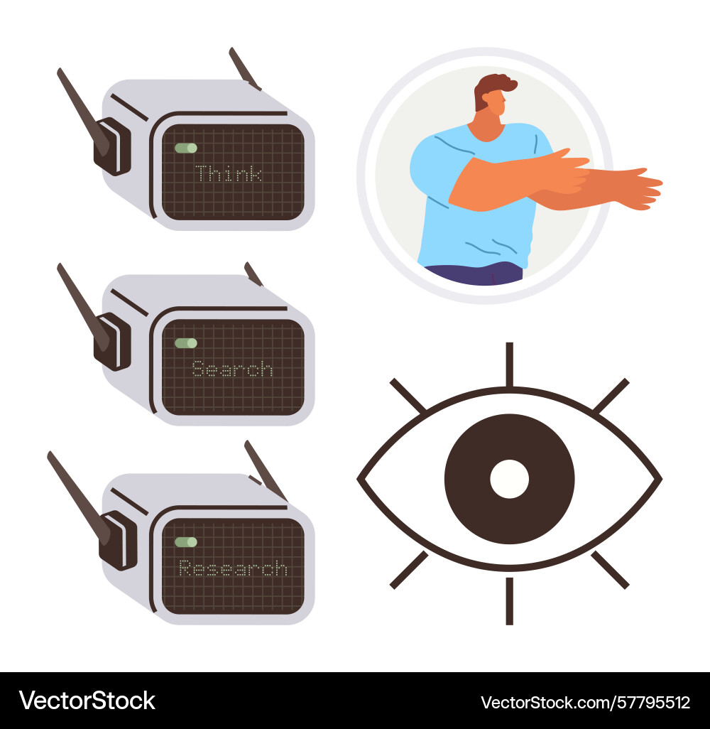 Artificial intelligence concept with robots human Artificial intelligence concept with robots human vector image