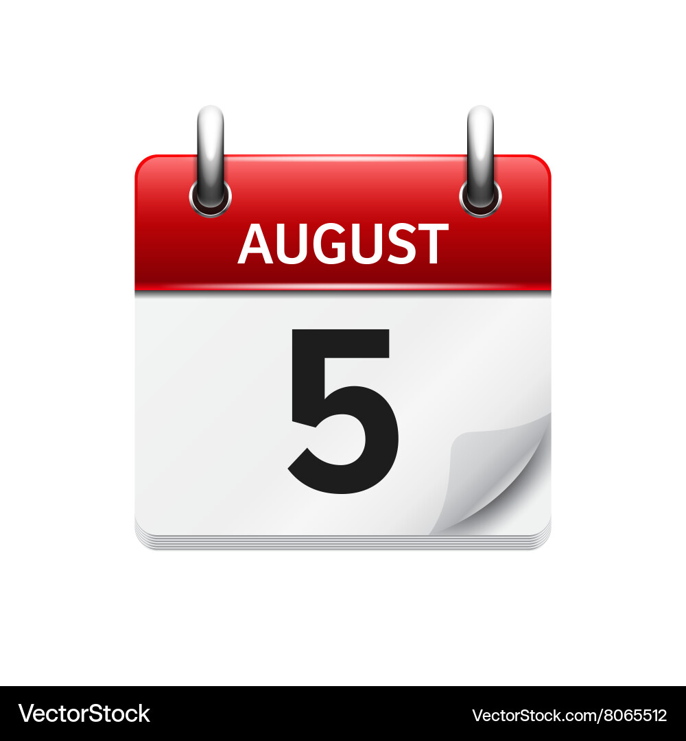 August 5 flat daily calendar icon date vector image