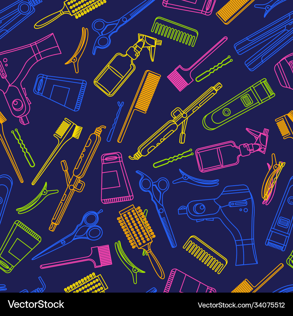 Beauty salon seamless pattern colorful Beauty salon seamless pattern colorful vector image