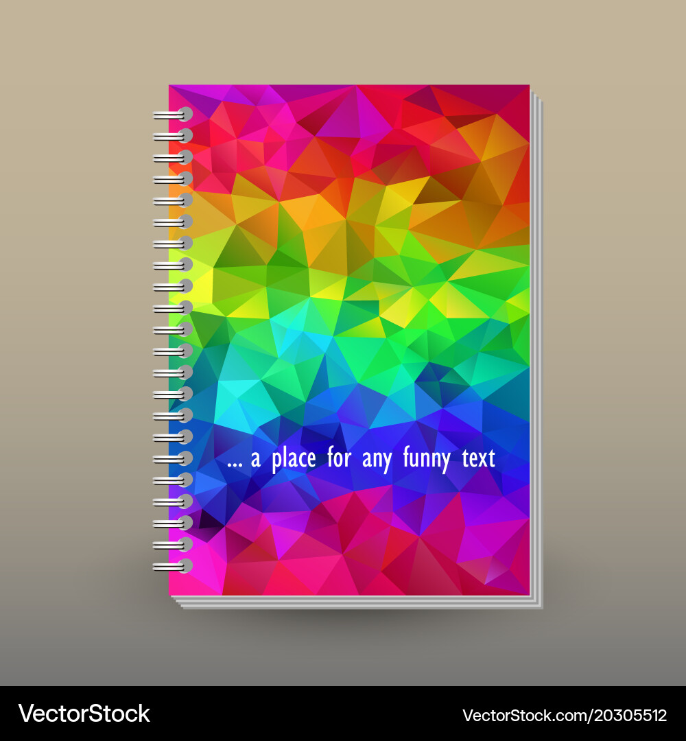 Cover of diary or notebook neon rainbow triangular Vector Image