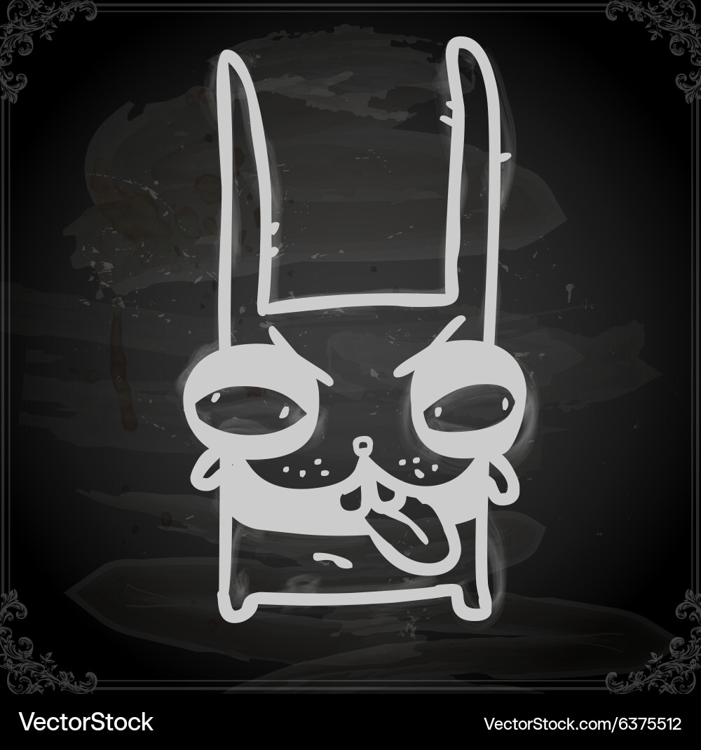 Evil bunny drawing on chalk board Vector Image