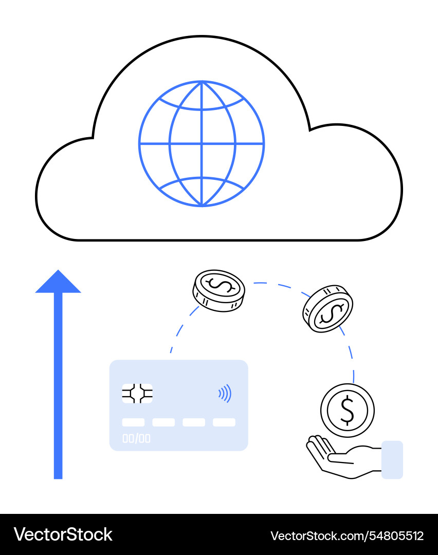 Global cloud-based financial transactions Vector Image