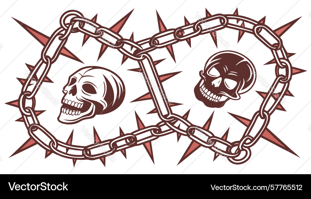 Gothic skull heart border with thorns design Vector Image