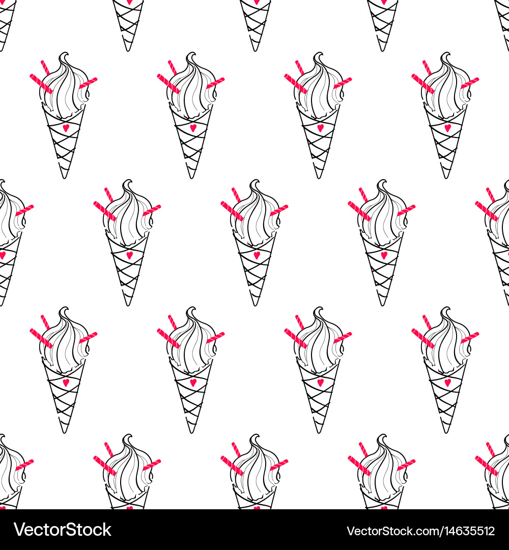 Ice cream easy pattern linear-17 vector image
