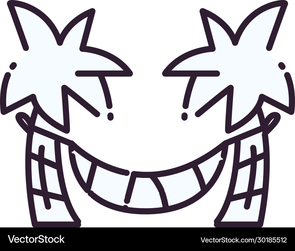 Isolated palm trees and hammock line style icon Vector Image