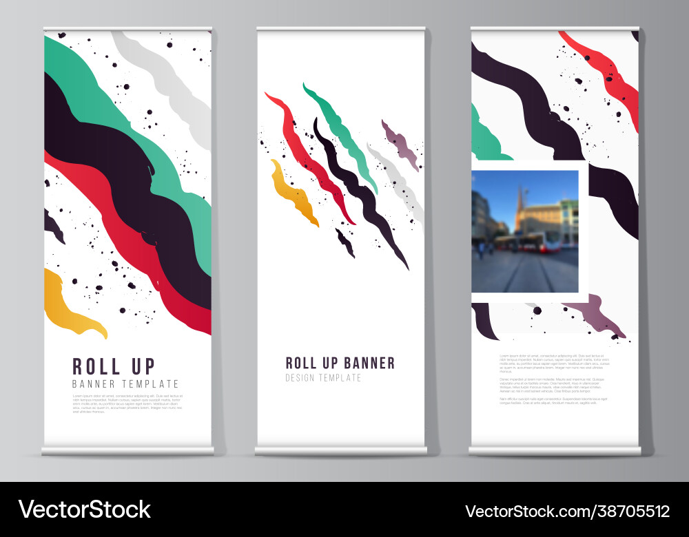 Layout roll up mockup design templates Layout roll up mockup design templates Vector Image